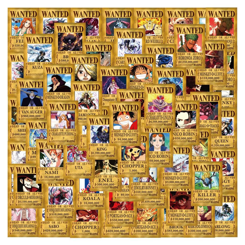 55/110 New One Piece Wanted Order Anime Graffiti Stickers Suitcase Laptop Scooter Stickers