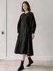 AVANT-G Waist Strap Volume Sleeve Dress - Black