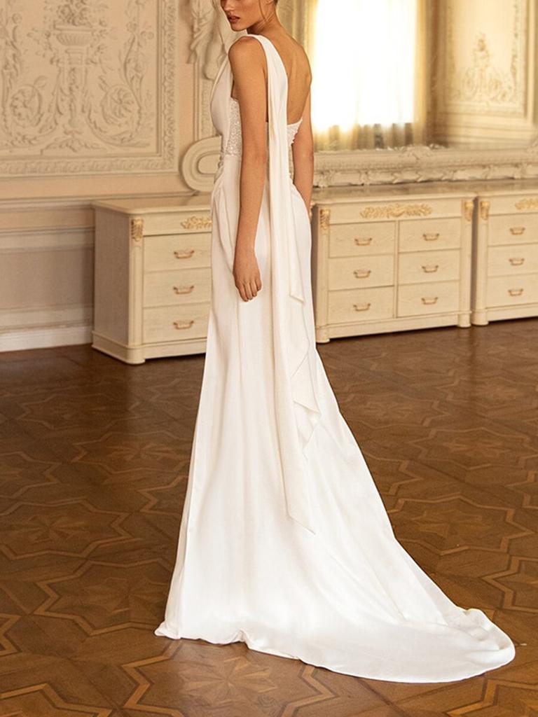 Spring and summer new summer fashion dress European and American tube top slit dress trailing direct supply