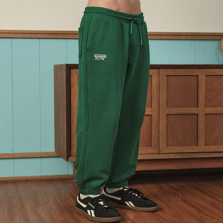 Reebok Simple Breathable Mid Waist Casual Knitted Sports Pants Unisex Pants Dark-Green 23FRC651UGL1