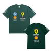 Camiseta Oversized de Casal Ferrari F1 Racing Estampa Clássica de Logo de Patrocinador Manga Curta Casual de Motorsport Streetwear