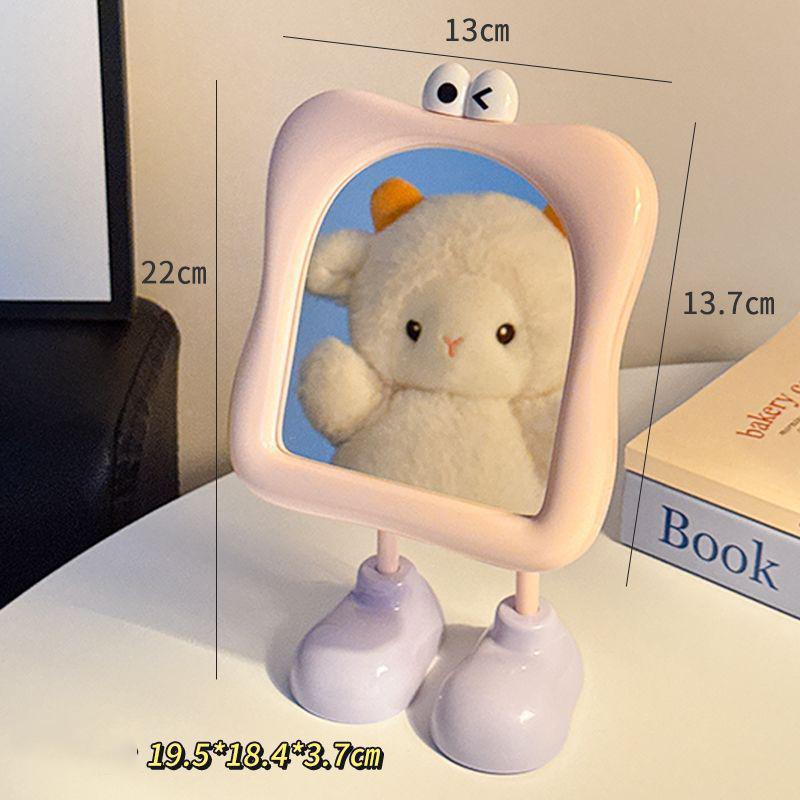 

Cartoon Big Foot Tabletop Makeup Mirror Cute Long Legs Standing Vanity Mirror Aesthetic Dormitory Desktop Dressing Glass Mirror рожевий