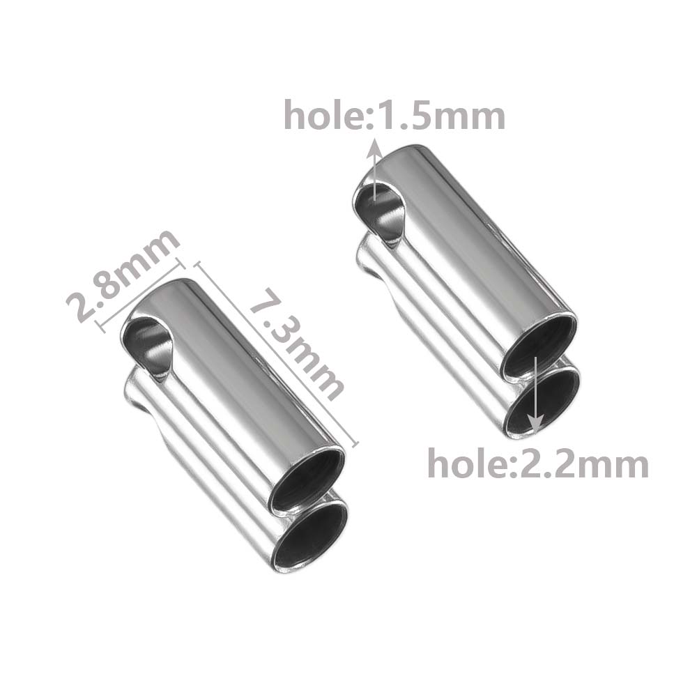 20pcs Stainless Steel Column End Tip Cap Crimp Clasps For DIY End Bead Caps Connector Necklace Leather Cord Jewelry Accessories
