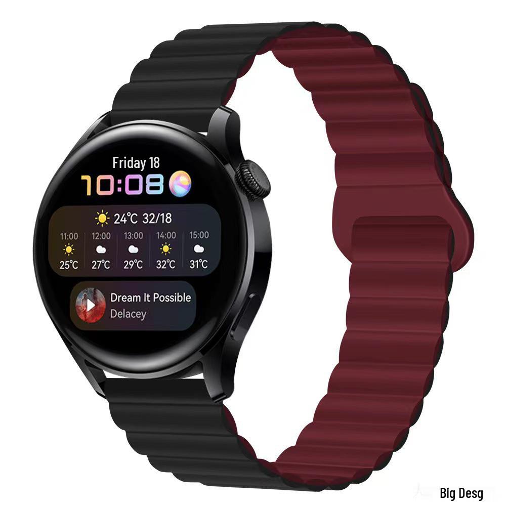 Two-Color Silicone Magnetic Loop 22mm Watch Band for Huawei GT4/GT5 & Samsung Watch4 Pro