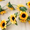 2.5M Yellow Sunflower Vine Hanging Artificial Flowers Garland Leaves Fake Silk Flowers For Party Wedding Home Decoration