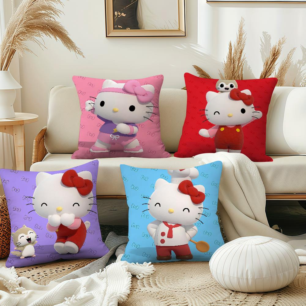 Kawaii Cartoon Cat H-Hello K-Kitty Cute Art Sro Comfortable Soft Pillow Case For Sofa Living Room Home Decor Protective Covers