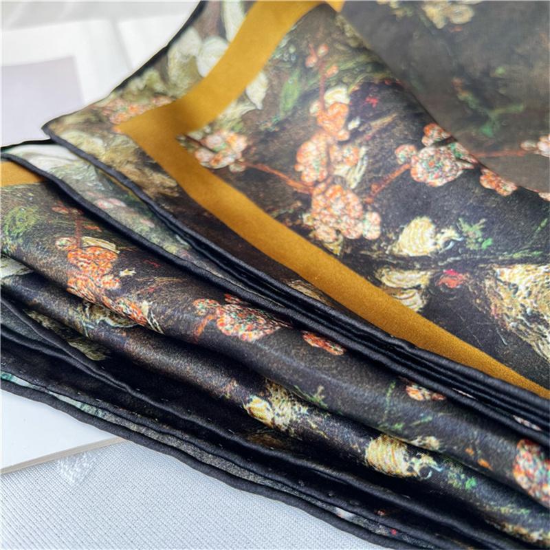 Bufanda de seda cuadrada de 110 x 110 cm, bufanda pequeña estampada a la moda para mujer, pañuelo para el cuello para oficina, pañuelo para el pelo para mujer, pañuelo tipo chal para mujer