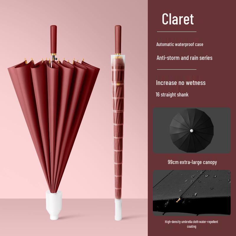 Women's High-End Automatic Long-Handled Umbrella with Straight Rod - Suitable for Rain or Shine and Men's Business Logo