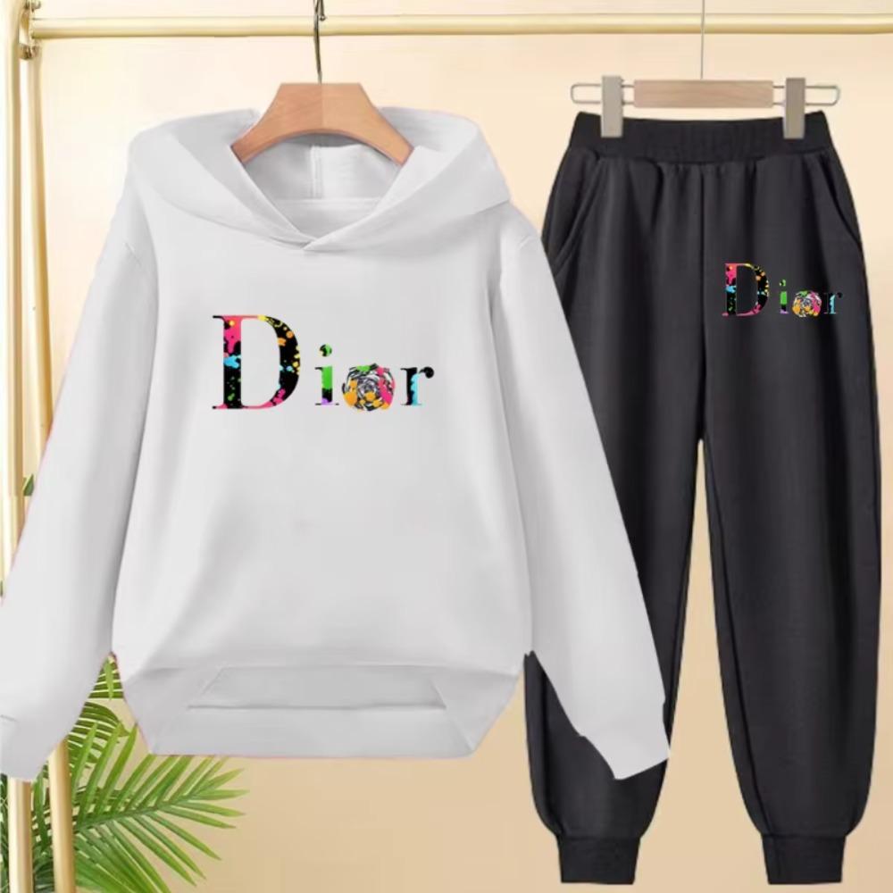 Children Commodity Hoodie Colored Letters Sports Pullover3-12Yrs Coat Sweatshirt+Pants 2P Boys Girls Toddler Clothes Leisure Set