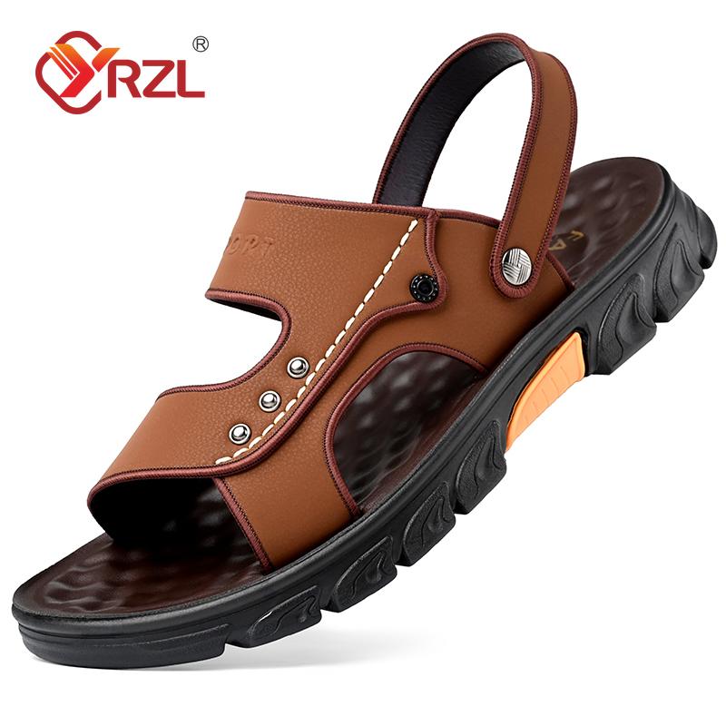 

Men s Sandals Summer Lightweight Wear Resistant Casual Beach Shoes for Men Plus Size Non Slip Comfortable Brown Sandals Men 44 чорний