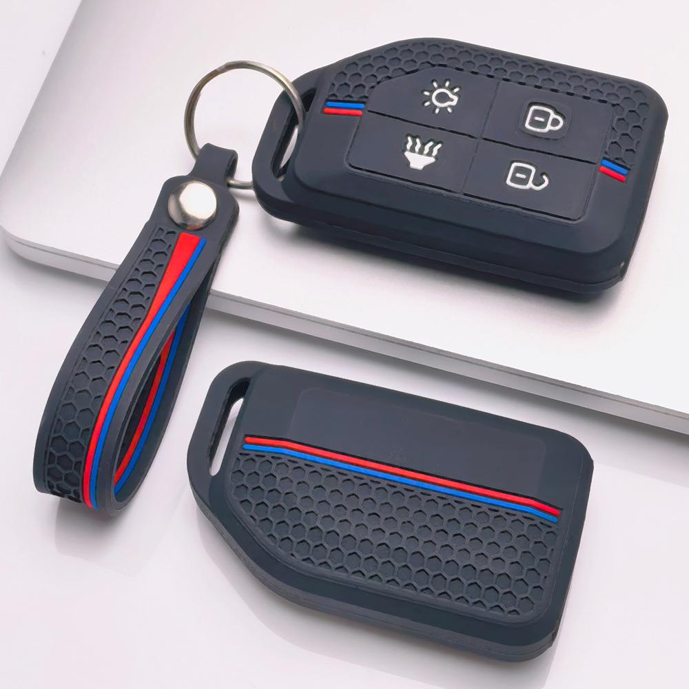 Honeycomb Silicone Key Fob Strap for Volvo New FM FH Truck FH16 Honeycomb Texture Racing Stripe Detachable Keychain Holder Shockproof