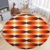 Alfombra Redonda Geométrica Vintage de los 70 Estampado Abstracto de Espiral y Raya Alfombra Antideslizante para Sala de Estar Dormitorio Decoración Elegante del Hogar
