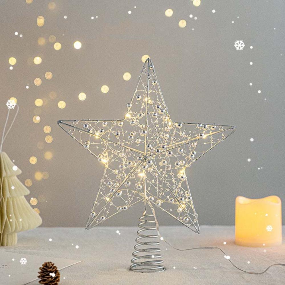 

Светящаяся светодиодная звезда на верхушку рождественской елки Золотая/Серебряная Рождественские украшения Торговый центр Style D