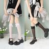 Damen JK Spitze Rüschen Kniehohe Socken Weiblich Weiß Schwarz Farbe Schleifen Netz Fischgrätstrümpfe Kawaii Lolita Mädchen Schleife Oberschenkel Lang Socken