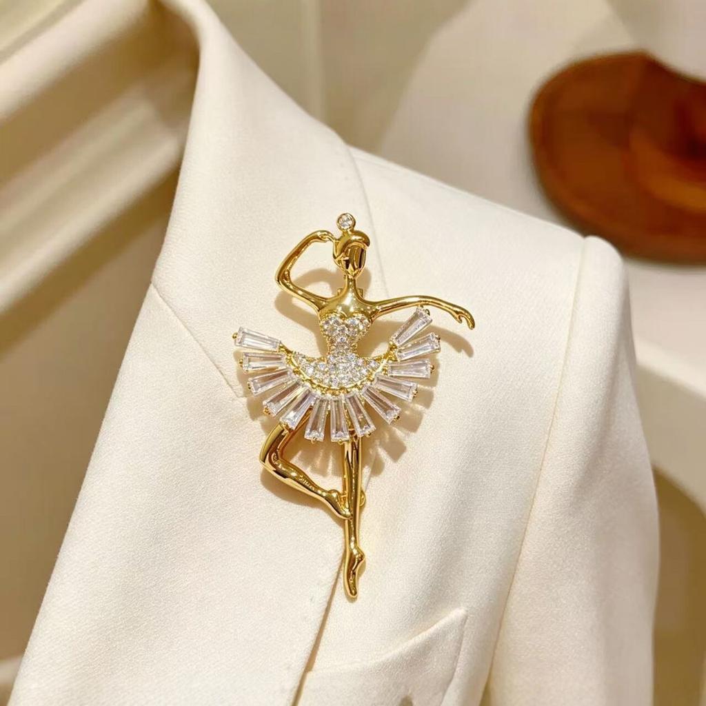 Dance Girls Ballet Dancing Brooches For Women Artistic Gymnastics Shining Crystal Brooch Pins Dress Coat Wedding Jewelry