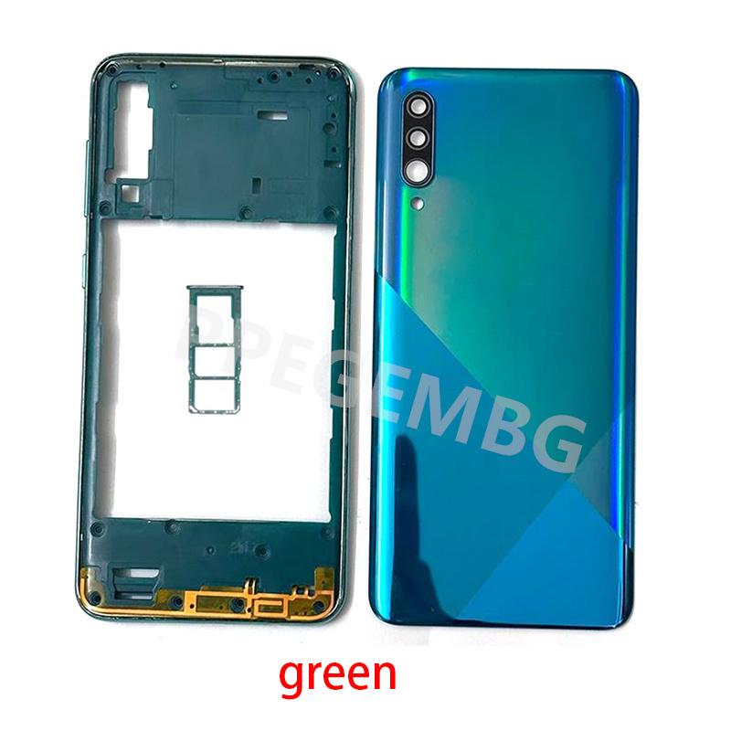For Samsung Galaxy A30s A307 Housing Middle Frame Chassis battery cover shell Lid Case Rear Back Panel camera Glass Sim slot