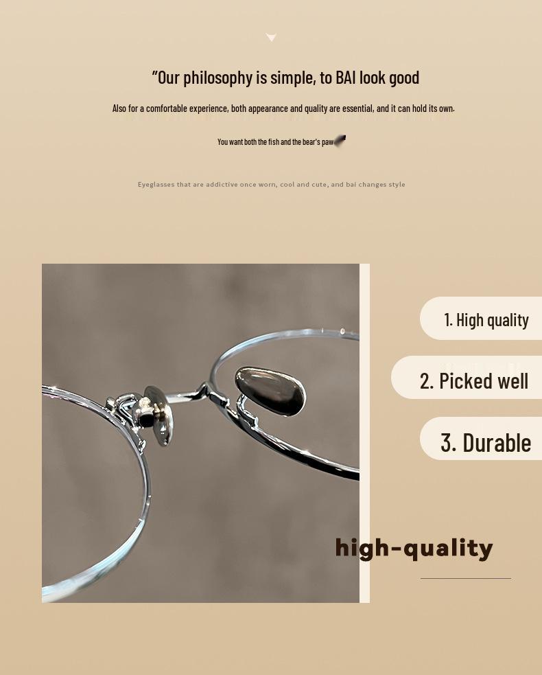 Women's High Power Compact Silver Wire Frame Glasses - Anti-Blue Light, Pure Titanium, Small Pupillary Distance, Ultralight 8807.