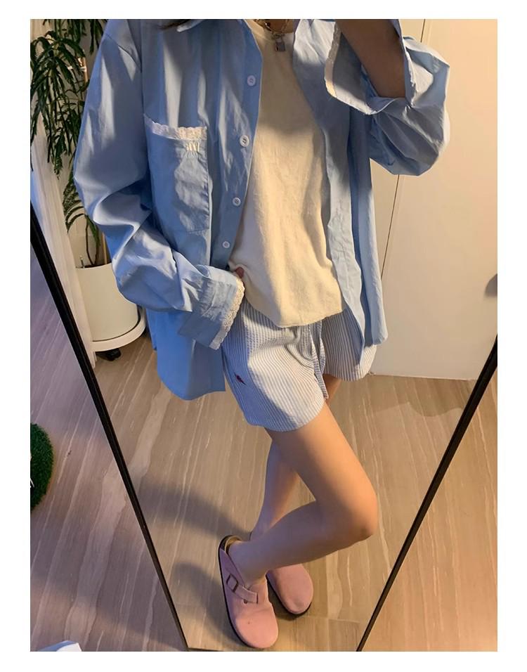 Hong Kong Style Striped Embroidered Drawstring Wide-Leg Shorts for Women - Casual, Versatile, and Lightweight