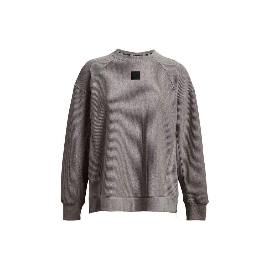 Under Armour Solid Color Crew Neck Pullover Long Sleeve Sweatshirt Women Sweatshirt Gray 1379773-294