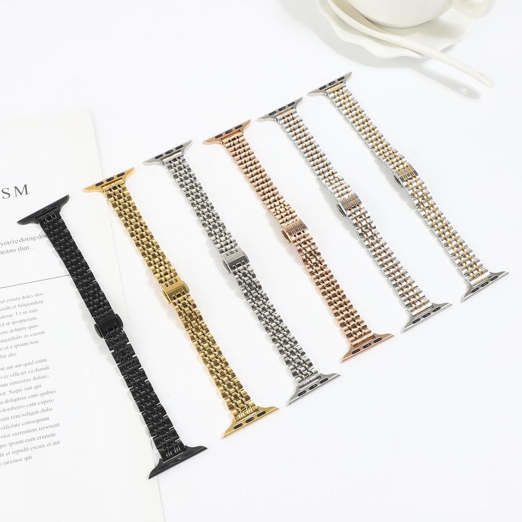 Seven-Bead Stainless Steel Slim Waist Band for Apple Watch Models 9-5, Ultra 2