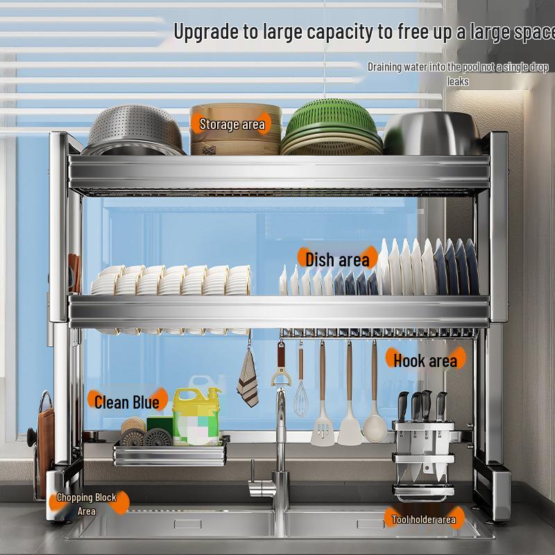Stainless Steel Kitchen Sink Rack for Dish and Bowl Storage
