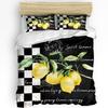 Vintage Farm Fruit Lemon Plaid Black Duvet Cover With Pillow Case Custom 3pcs Bedding Set Quilt Cover Double Bed Home Textile