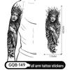 Adesivo Tatuaggio Completo per Braccio Uomo: Design Realistico Impermeabile, Motivo Tigre e Teschio