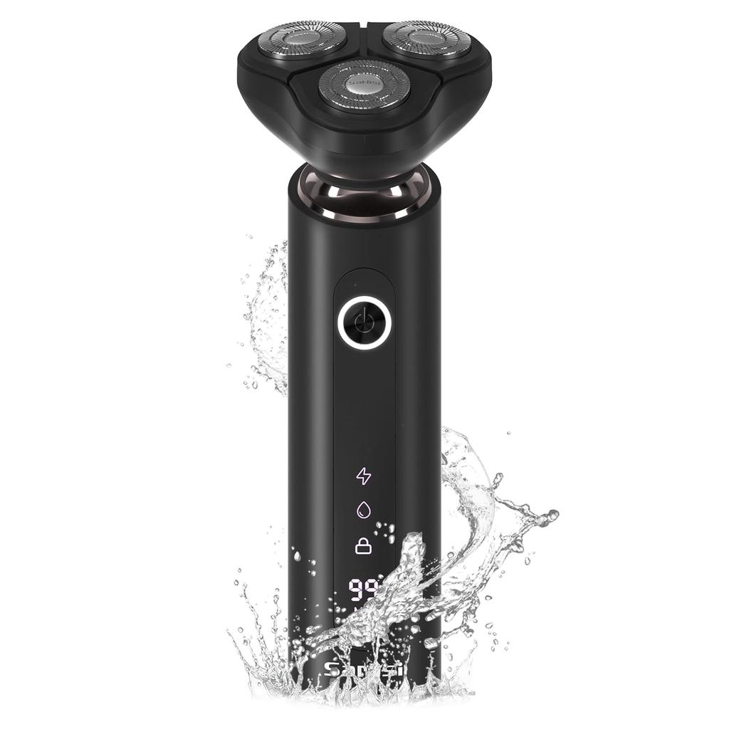Sarlisi Electric Shaver with Super Powerful Rotating Magnetic IPX7 Close Perfect for Black Men's Motor, Head, Waterproof, Shave, Wet/Dry Use, Travel,