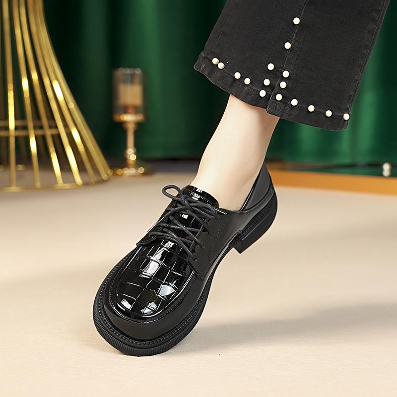 Fashion AIYUQI Genuine Leather Loafers Women 2024 Autumn New British Style Shoes Women Lace-up Casual Women Shoes