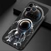 Luxury Space Astronaut Phone Case for iPhone 16 Pro 13 Pro 14 XR 12 Mini 15 Pro Max XS X 7 8 SE 11 13pro Cover Black Soft