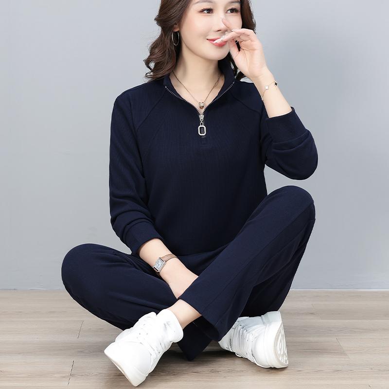 Fashion Stand Collar Half Cardigan Zipper Sport Suit for Women Spring Autumn Casual Sports Outfit Tracksuit for Ladies
