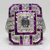 Wedding Engagement Women Retro Cubic Zirconia Inlaid Square Finger Ring Jewelry
