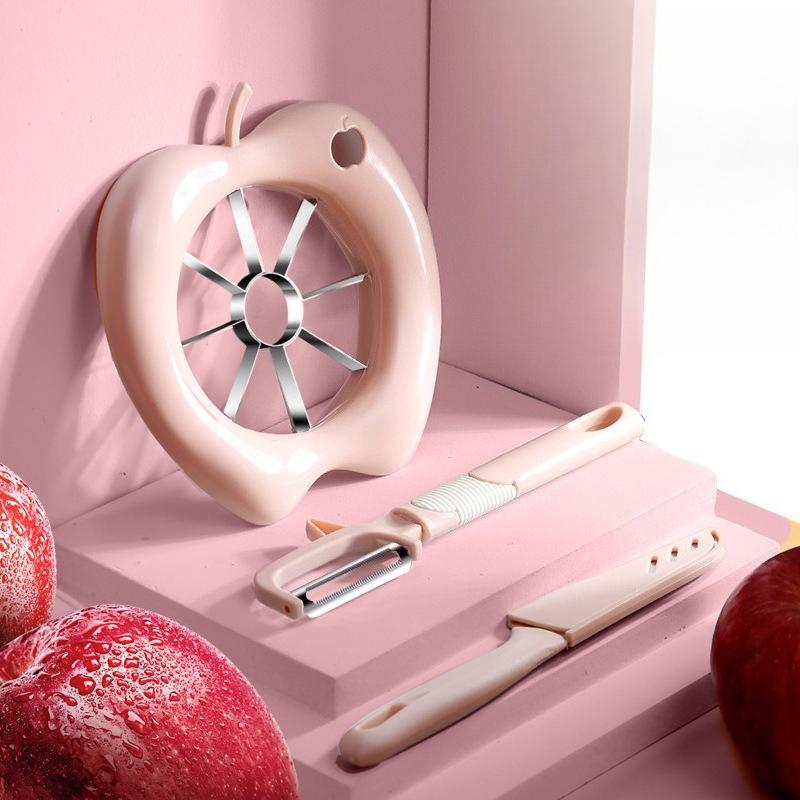 Fruit Slicer Peeler Three Piece Set Kitchen Multifunctional Small Tool Stainless Steel Apple Peeler