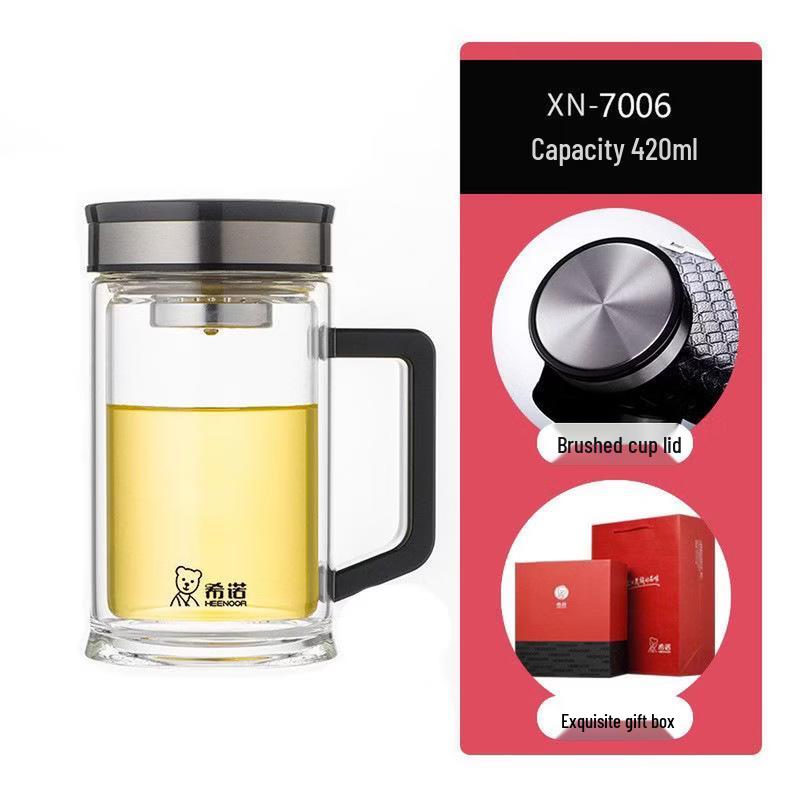 XINUO Double-layer Borosilicate Glass Tea Cup with Handle