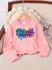 Vibrant -Themed Artwork on A Girls' Crew Neck Sweatshirt, Perfect for Autumn and Winter in A Western Style,