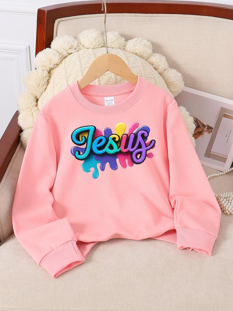 Vibrant -Themed Artwork on A Girls' Crew Neck Sweatshirt, Perfect for Autumn and Winter in A Western Style,