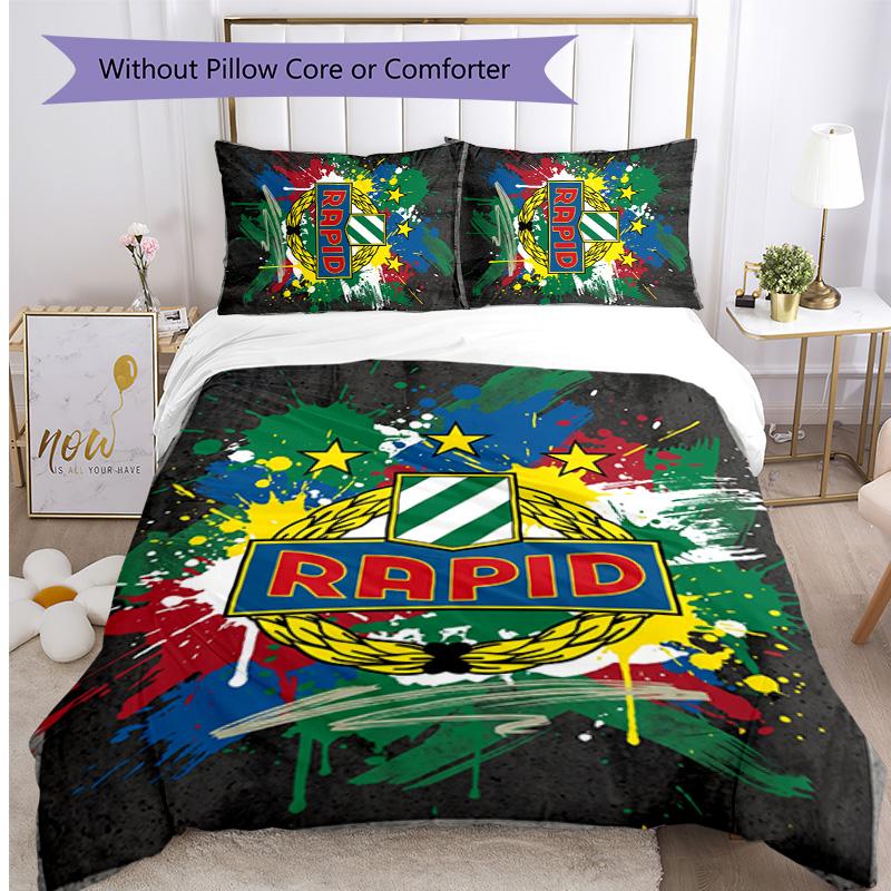 Rapid Wien FC Printed 3PCS Bedding Set Breathable Duvet Cover with Pillowcases Decorative Bed Linen for Bedroom Home
