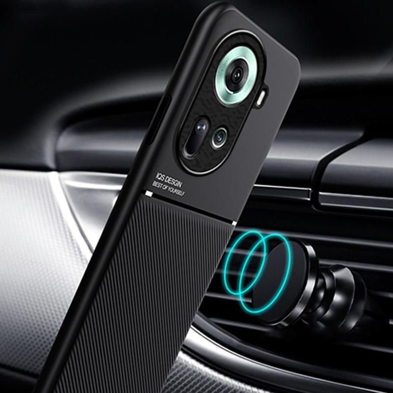For OPPO Reno 11 5G 6.7" Case Leather Silicone Bumper Shockproof Phone Case For OPPO Reno11 11 5g Car Magnetic Holder Back Cover