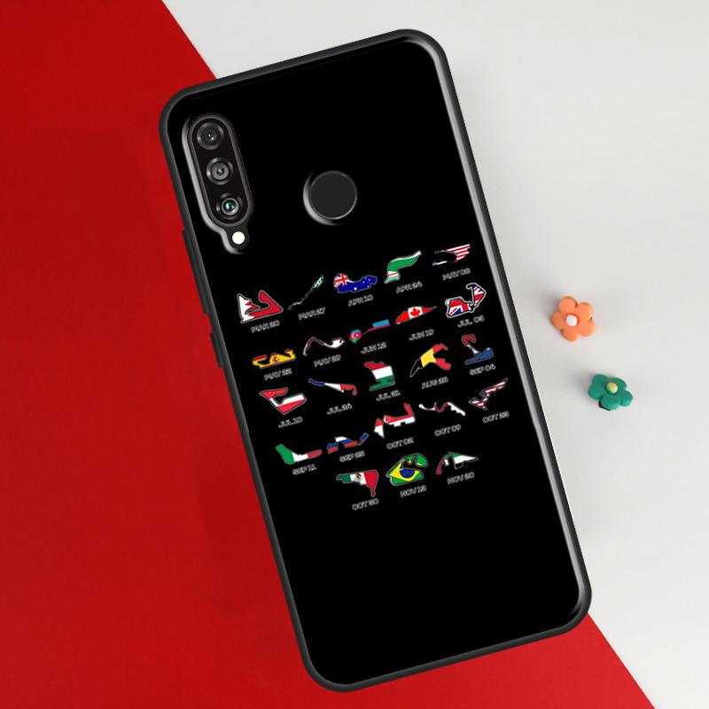 Calendar Formula Race Cars Circuits Case For Honor 50 8X 9X 10i Cover For Huawei P30 P40 Lite P50 P20 Pro P Smart 2019 Nova 5T