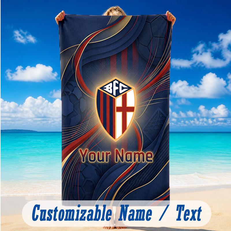 Beach Towel Custom Name Text, Quick Dry Large Towel For Beach HomeBologna FC