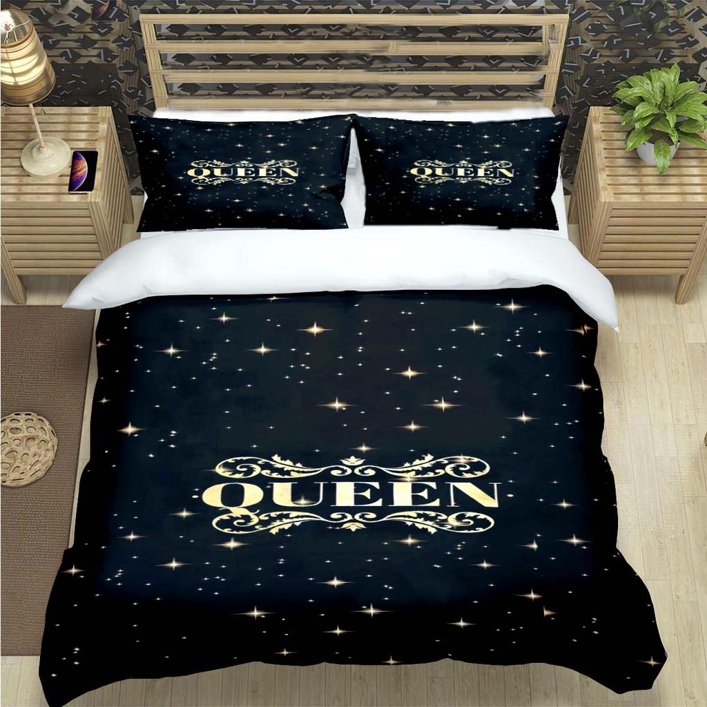 Fashion King And Queen Print Bedding Set Single Twin Full King Size Cute Animals Bed Linen Adults Teens Bedroom Luxury Gift