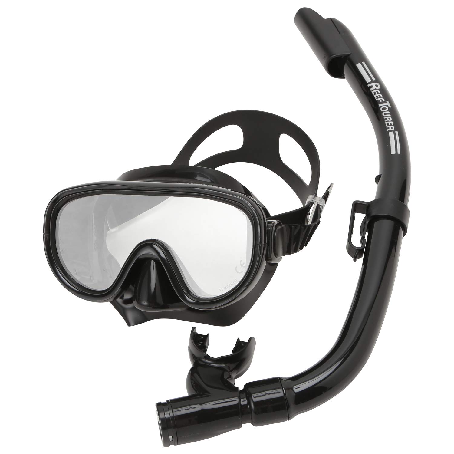 

REEF TOURER Snorkeling Set for Snorkel Mask and RC0112 BKBK Adults, Snorkel, 2-Piece Set, Silicone, Black, чёрный