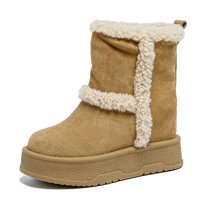 Snow boots increase in height in autumn and winter new platform casual shoes ins trendy small velvet cotton shoes A