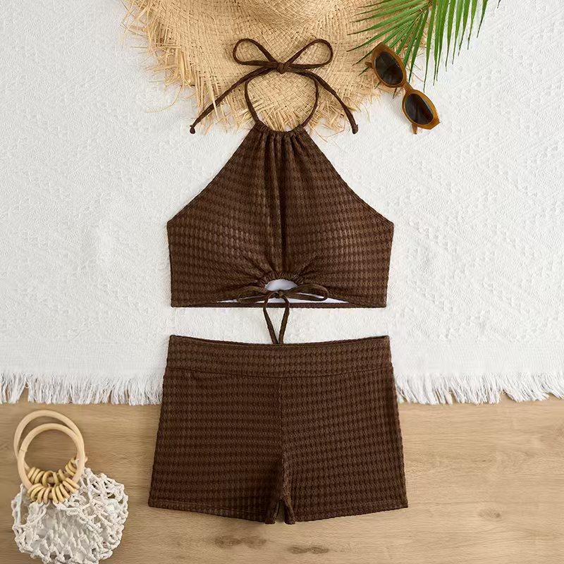 Sexy High Waist Bikini 2025 Women High Neck Swimwear Female Swimsuit Solid Bathers Swimming Bathing Swim Suit Summer Beachwear
