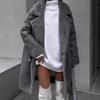 Women's Winter Suede Plush Fur Coat - European & American Style, Long Sleeve, Suit Collar, Cardigan.