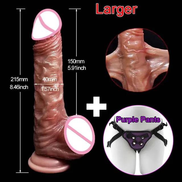 Umschnalldildos für Frauen, realistische Haut, gleitende Vorhaut, Hoden, Dildo für Anal, großer Penis, Sexspielzeug, Penis