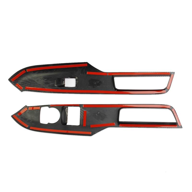 Door Window Lift Switch Panel Cover Trim For Ford Mustang 2024 Interior Accessories Carbon Fiber