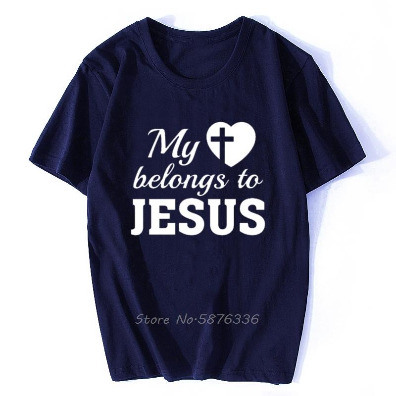 Summer Printed Jesus Saved My Life T Shirts I Belong To Jesus Tshirts Cotton Short Sleeve Christ Religion Christian Faith Tops
