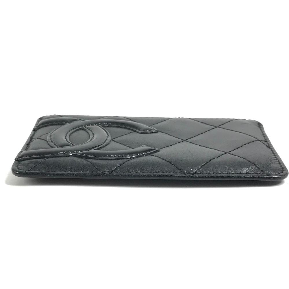 CHANEL A26725 Cambon Line CC CC Mark logo Pass Case Card Case Leather Black