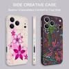 Pink Cartoon Floral Lanyard Case For iPhone 17 Pro Max iPhone 16 15 14 13 Pro Max 11 16E 17E Soft Silicone Phone Back Cover